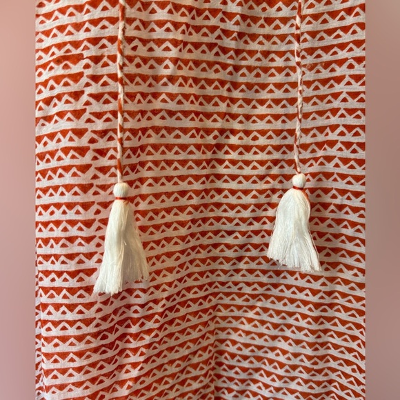 Roller Rabbit Tunic Coverup Josephine with Tassels Orange White Size large - Picture 7 of 9